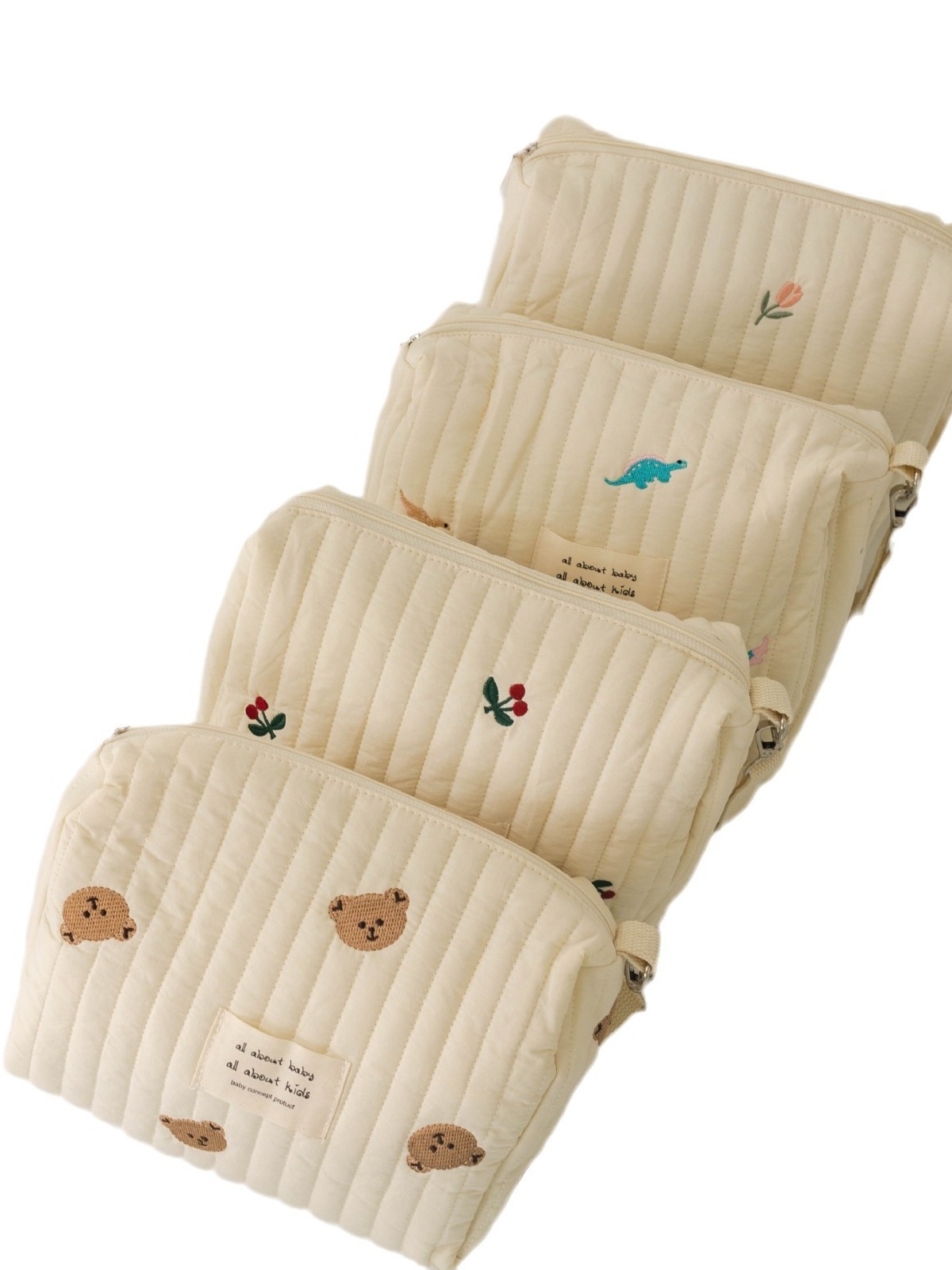 in stock South Korea ins2021 New Zipper Embroidery Yan Cotton Mummy Bag Baby Trolley Hanging Bag Diaper Bag