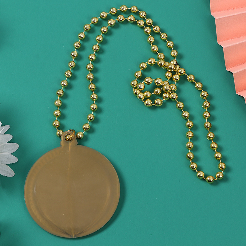Marathon Bead Chain Hanging Tag Wholesale Logo Printed Plastic Medal Campus Sports Meeting Award Hanging Neck Medal Commemorative