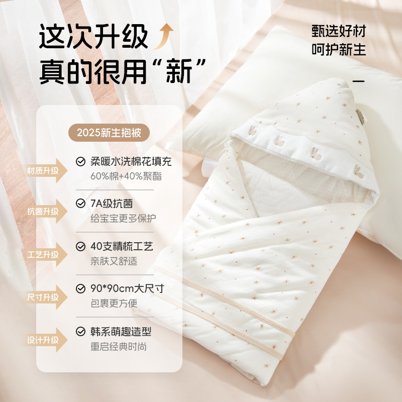 Soft Cotton Baby Blanket for Newborns, Thick Autumn and Winter Swaddle Wrap, Suitable for All Seasons