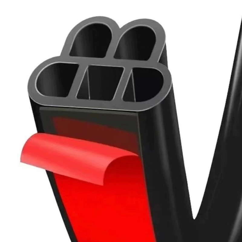 Sound Insulation Sealing Strip Five-hole Full Door Side Rubber Strip Door Seam Anti-dust and Noise Reduction Self-adhesive Silent Sealing Strip for Vehicles