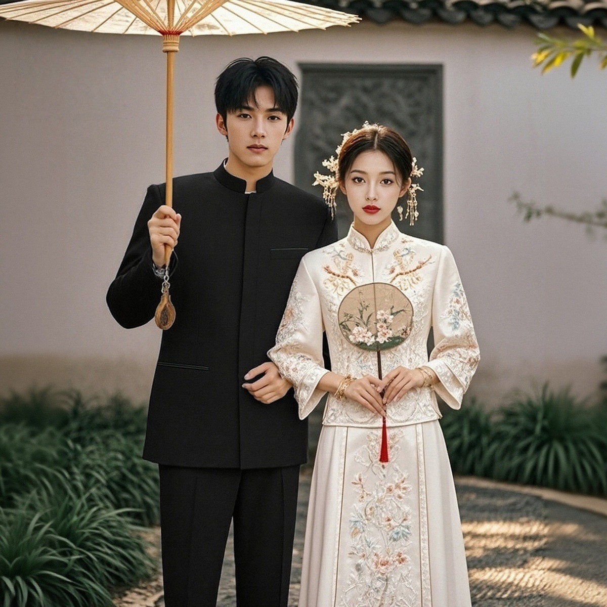 New Chinese Style Autumn and Winter New Stand Collar Suit Men's Groom Wedding Engagement Suit Hidden Button Zhongshan Slim Fit