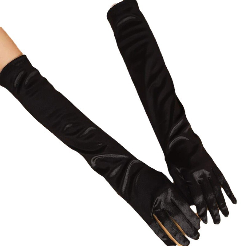 Satin Gloves Extended Gown Satin Wedding Performance Prom Costume Accessories Etiquette Multicolor Elbow Spandex Evening Dress