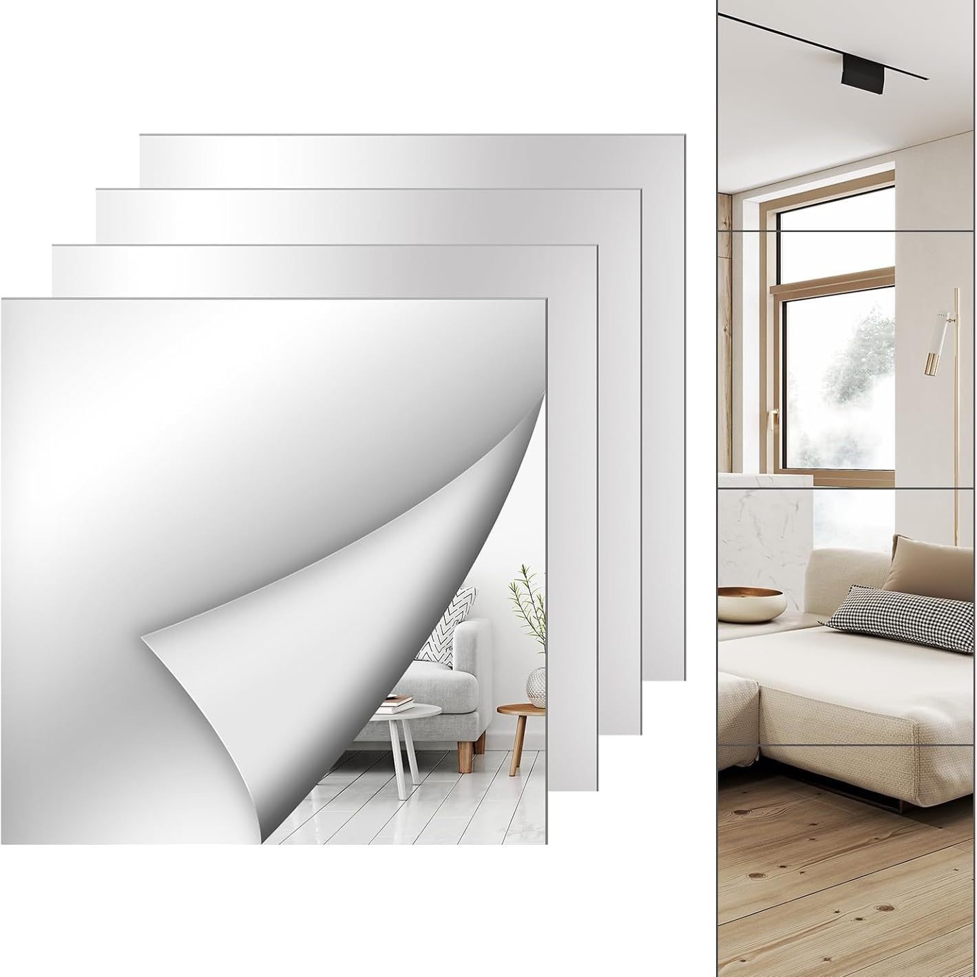 Cross-Border Popular Acrylic Mirror Wall Stickers Self-Adhesive Full-Body Mirror Bedroom Dormitory Dressing Mirror Stickers Self-Adhesive Soft Mirror