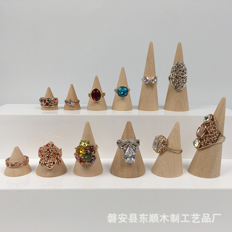 Деревянная подставка для колец конусообразной формы, ювелирная витрина, стойка для украшений, аксессуары для хранения
