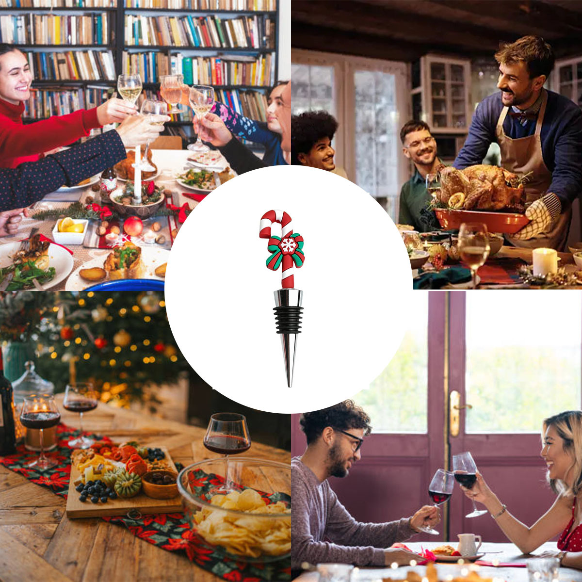 PVC Christmas Wine Stopper Green Christmas Tree Snowman Cane Elk Santa Claus Wreath Red Wine Stopper Glass Bottle