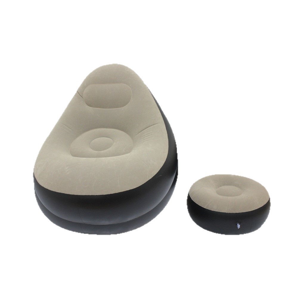 New Inflatable Sofa with Foot Pump, Pvc Flocking Lazy Sofa, Foldable Storage Single Inflatable Recliner