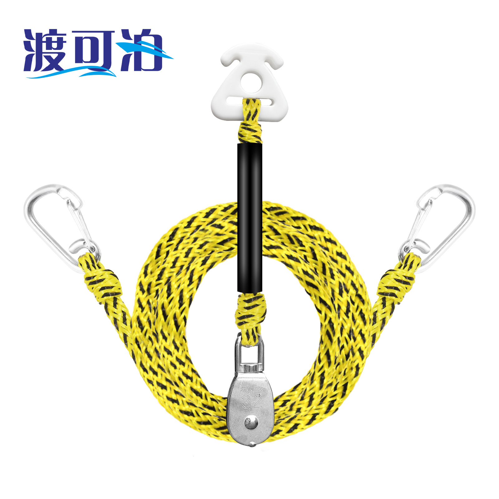 Double Hook Tow Rope Pulley Kayak Tow Rope Inflatable Bed Load-Bearing Tow Rope Loop Rope for Water Use 12ft Marine Use