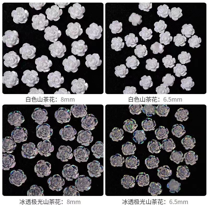 Umi Кибер Нейл Арт Ювелирные Изделия Камелия Смола Аврора Белая Трехмерная Роза Цветок Маленькое Свежое Нейл Декор Сверло