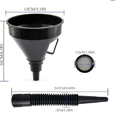 Cross-Border Hot Selling Car Plastic Funnel 5-Piece Set with Filter Hose Motorcycle Plus Oil and Gasoline Glass