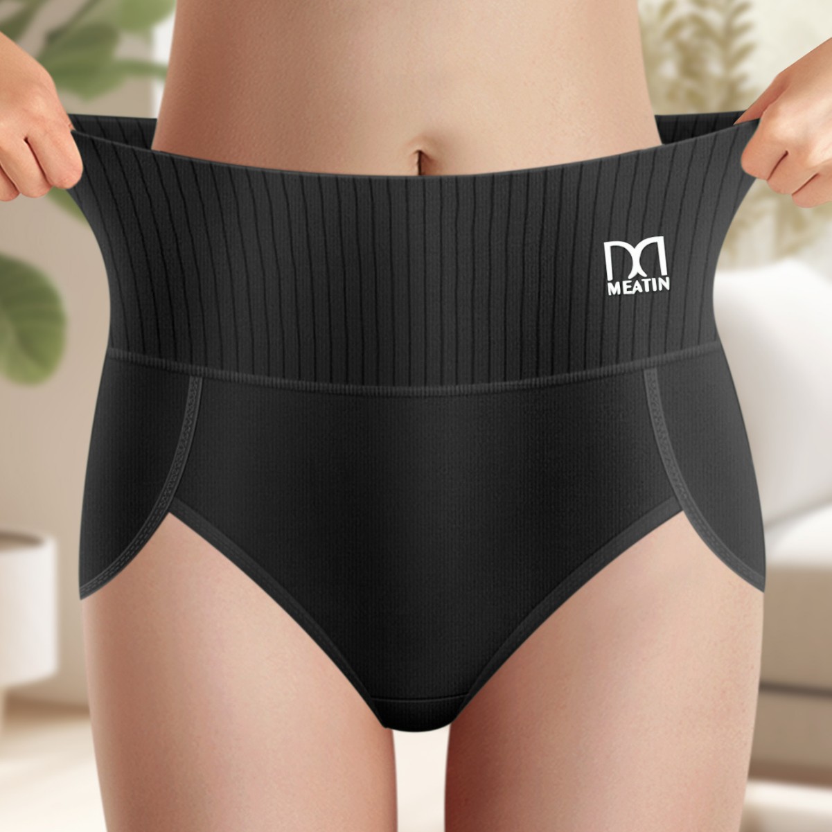 [Overseas Warehouse Daifa] Cross-border European and American High Waist Ladies Underwear Comfortable Breathable Solid Color Briefs