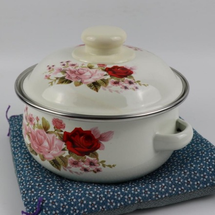 Enamel Soup Pot, Thickened Enamel Pot, Double-Handle Stew Pot, Noodle Cooking Pot, Milk Pot, Covered Bowl with Lid, Induction Cooker Enamelware