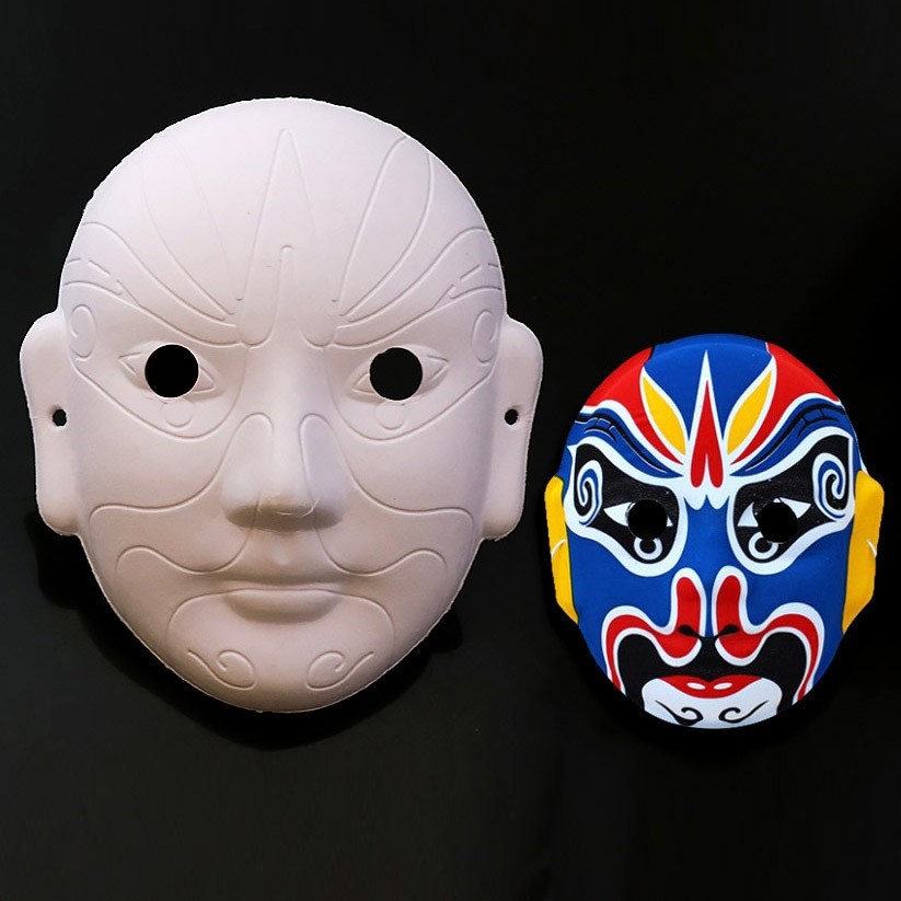1 indentation Beijing Opera facial makeup white hand painting kindergarten children's manual work DIY graffiti pulp white embryo mask