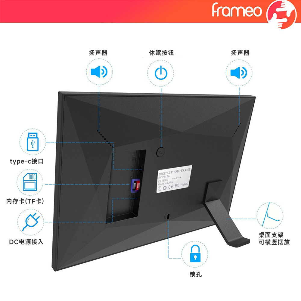 Frameo Electronic Digital Photo Frame 10.1/15.6 "wifi Smart iPS Touch Screen Phone app Send Pictures