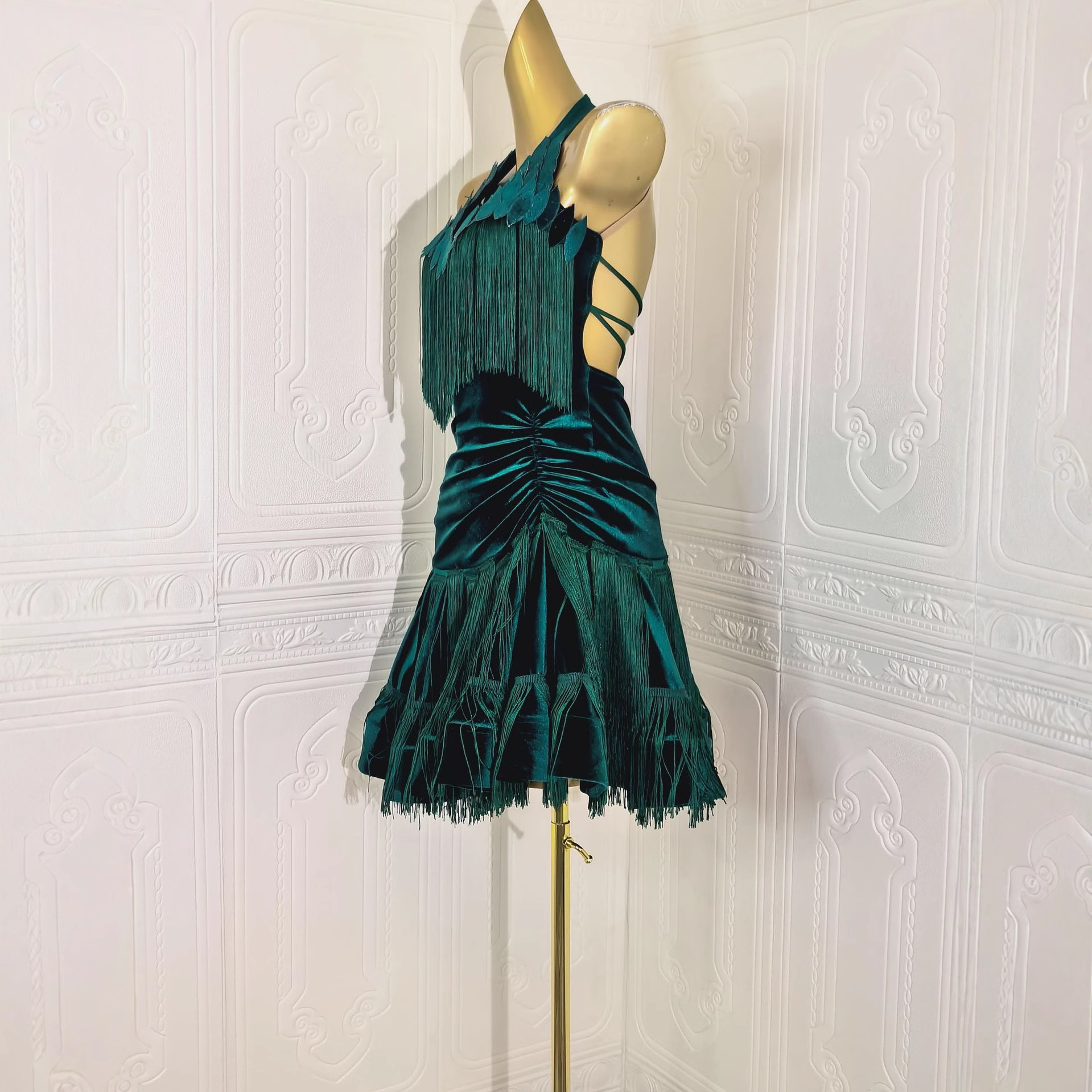 New Performance Competition Clothing Training Performance Latin Dance Clothing Sequined Tassel Dress Suit Factory Wholesale