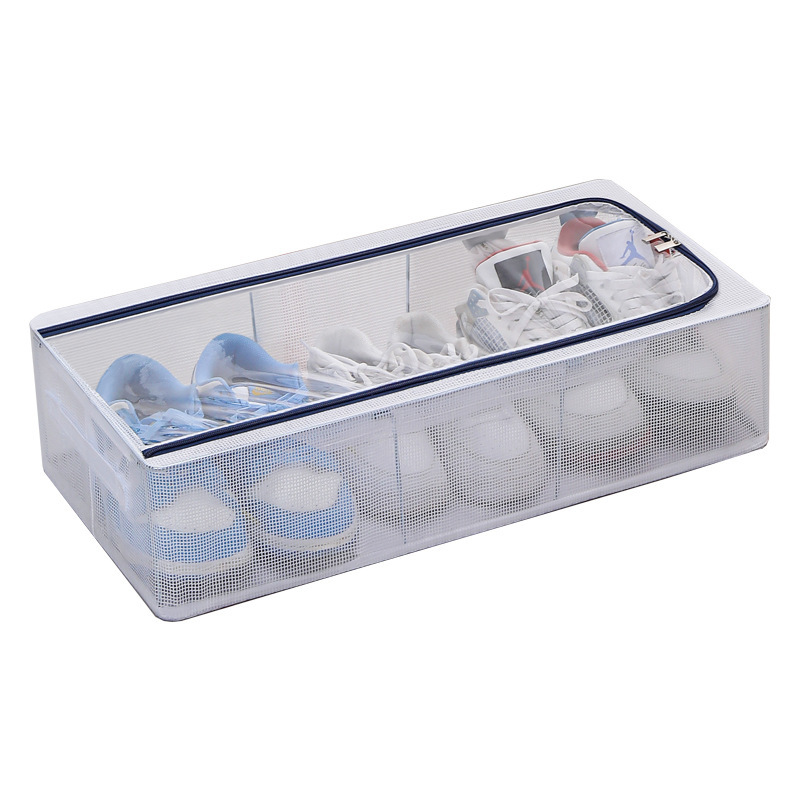 Mesh Cloth Installation-Free Shoe Box Steel Frame Thickened Visual Dustproof and Moisture-Proof Transparent Storage Box Home Clothes Storage Box