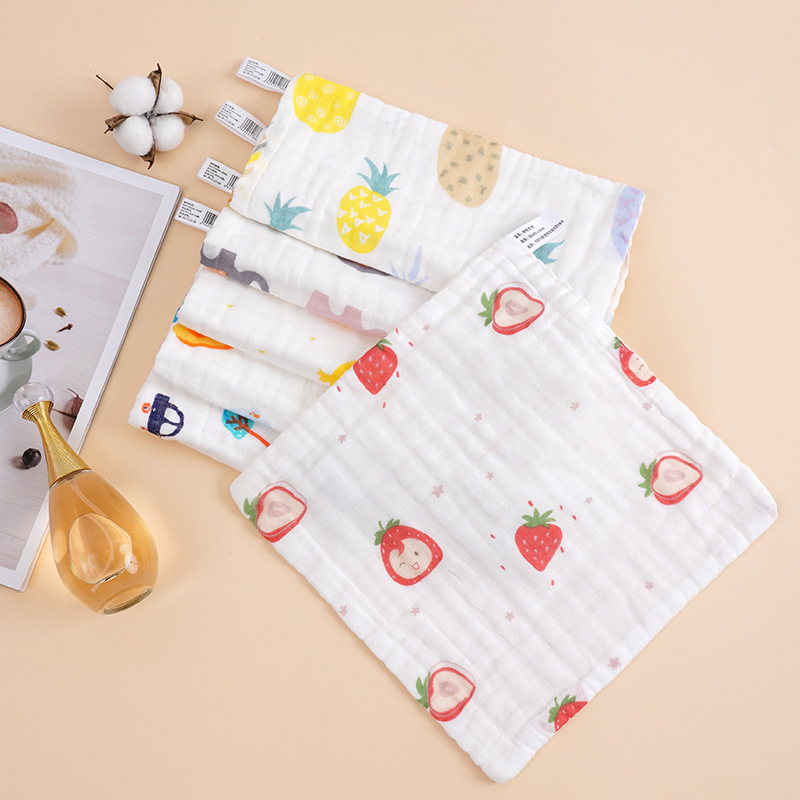 Six layer high density cotton gauze small square towel wholesale baby wash towel cotton children's towel gauze saliva towel