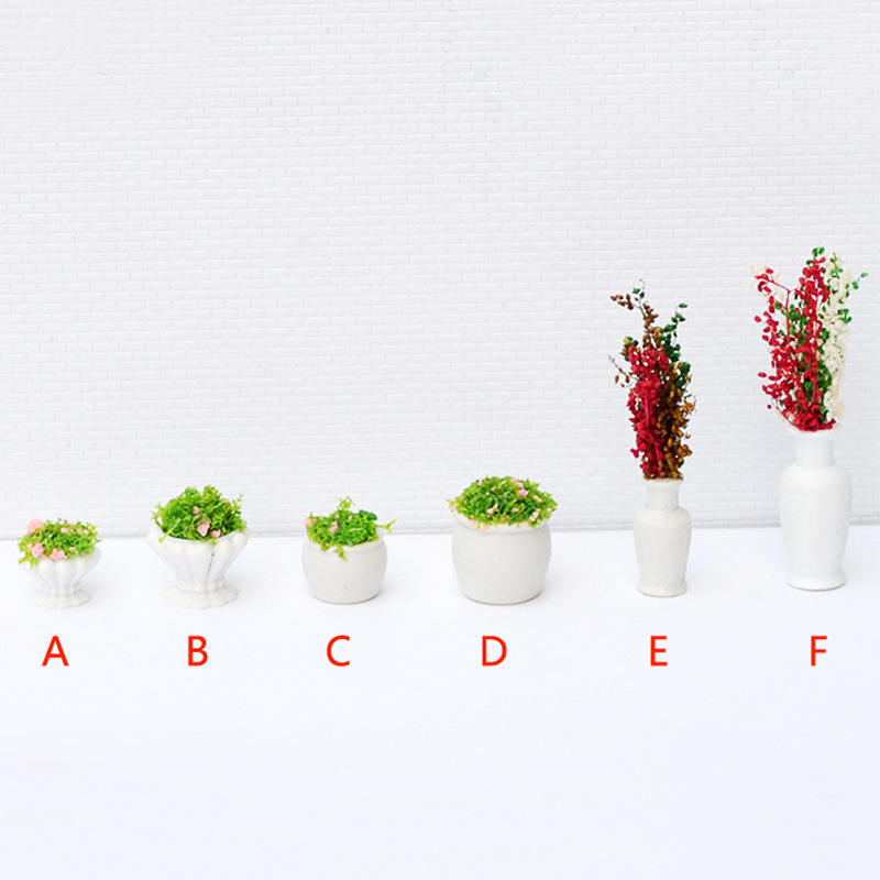 Simulated Model Flowerbed Vase Mini Outdoor Landscape Flower Pot Bonsai Architectural Sand Table Miniature Scene Ornament Flower Stand