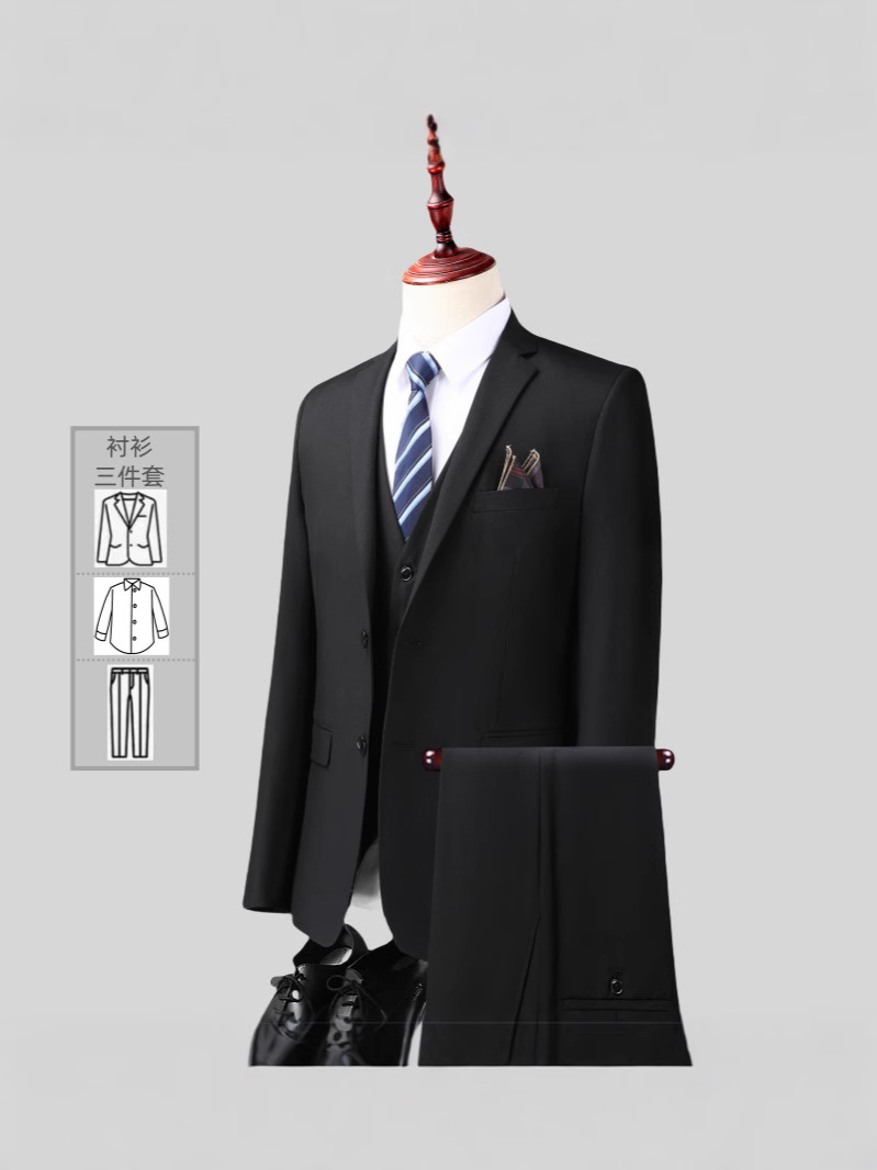 Suit Jacket Men's Korean Style Slim Fashion Professional Black Formal Suit Men's Casual Suit High-End