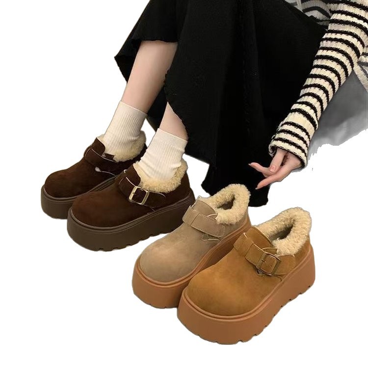 Fleece-Lined Thick Cotton Shoes for Women 2025 New Winter Full-Cover Birkenstock Versatile Women's Shoes Thick-Soled Warm Snow Boots