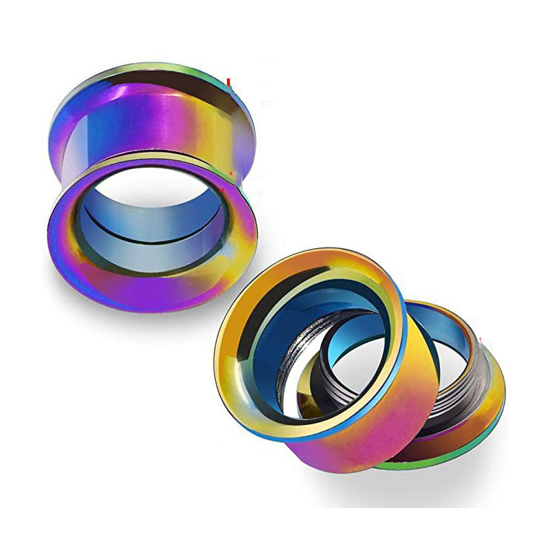 Stainless Steel Inner Teeth Double Horn Auricle Vacuum Plating Human Puncture Jewelry Punk Style Ear Stud Ear Jewelry