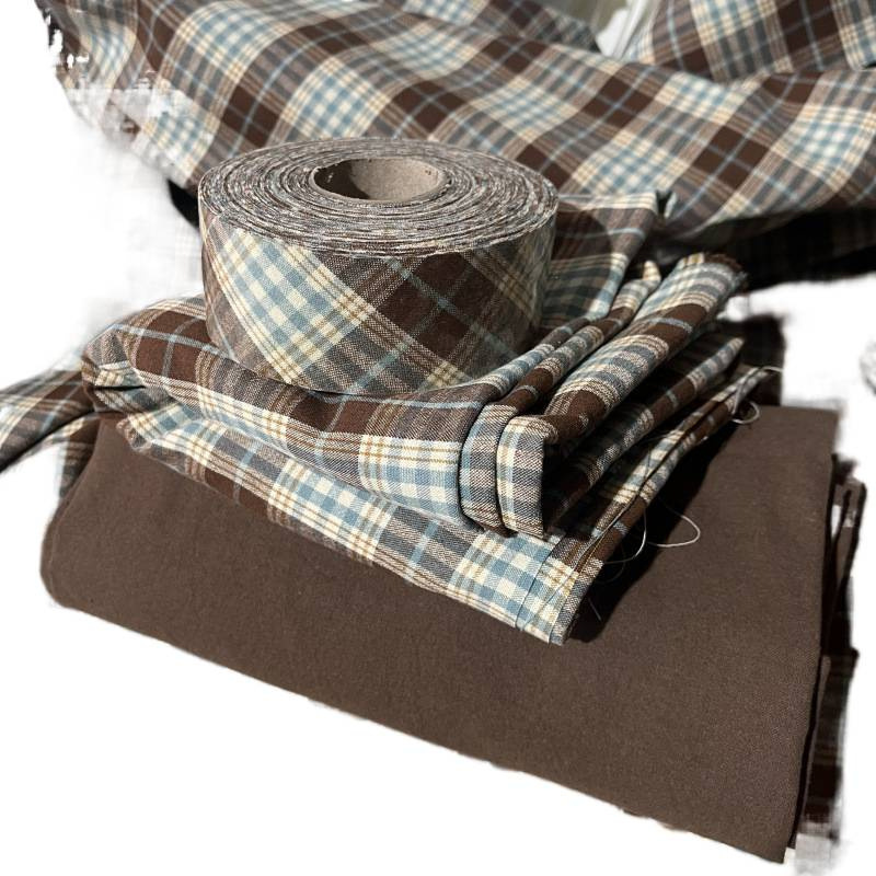 Korean Fabric Plaid Washed Cotton 20-Count Cloth Clothing Textile Fabric Luggage Accessories DIY Handmade 2 Pieces to Buy