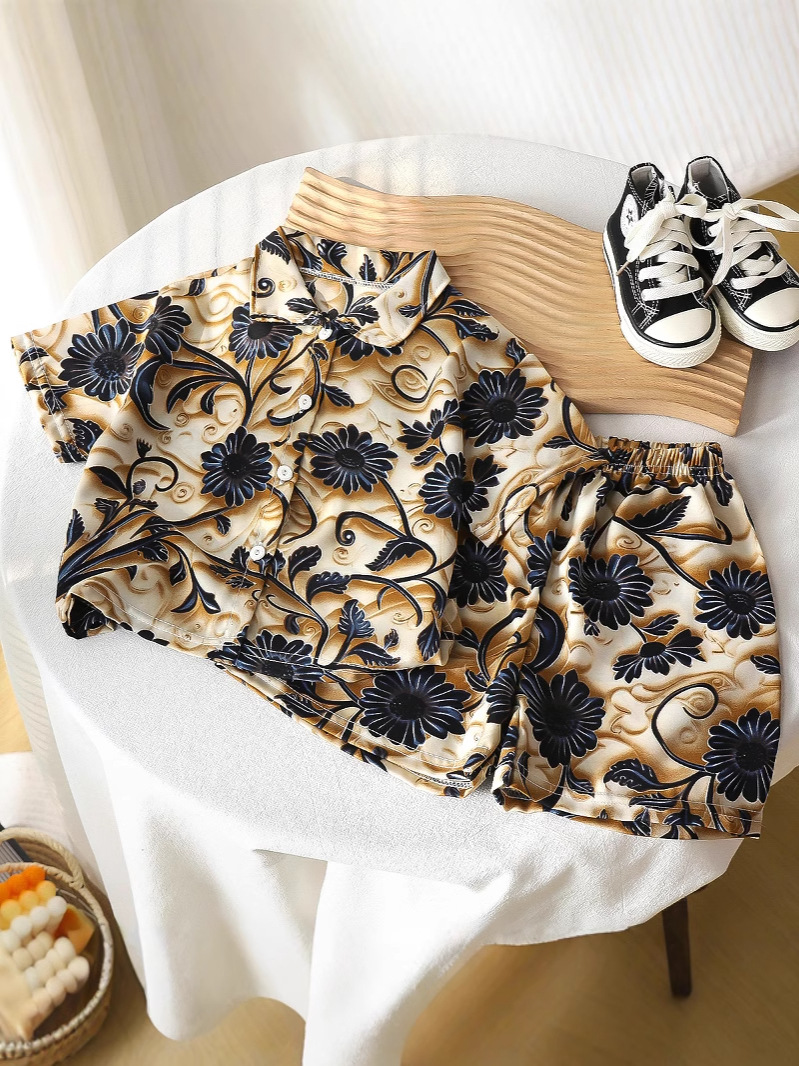 Children's summer suit boys summer baby short sleeve shorts children's T-shirt loose shirt tide children's clothing wholesale