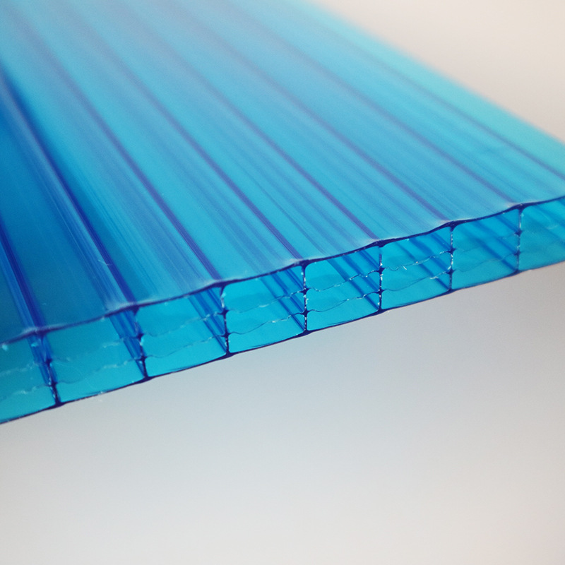 Pc Transparent Sunshine Board Fire-Resistant and Flame-Retardant 6mm Transparent Lighting Board Sunshade and Sunscreen Board Hollow Board Four-Layer Honeycomb