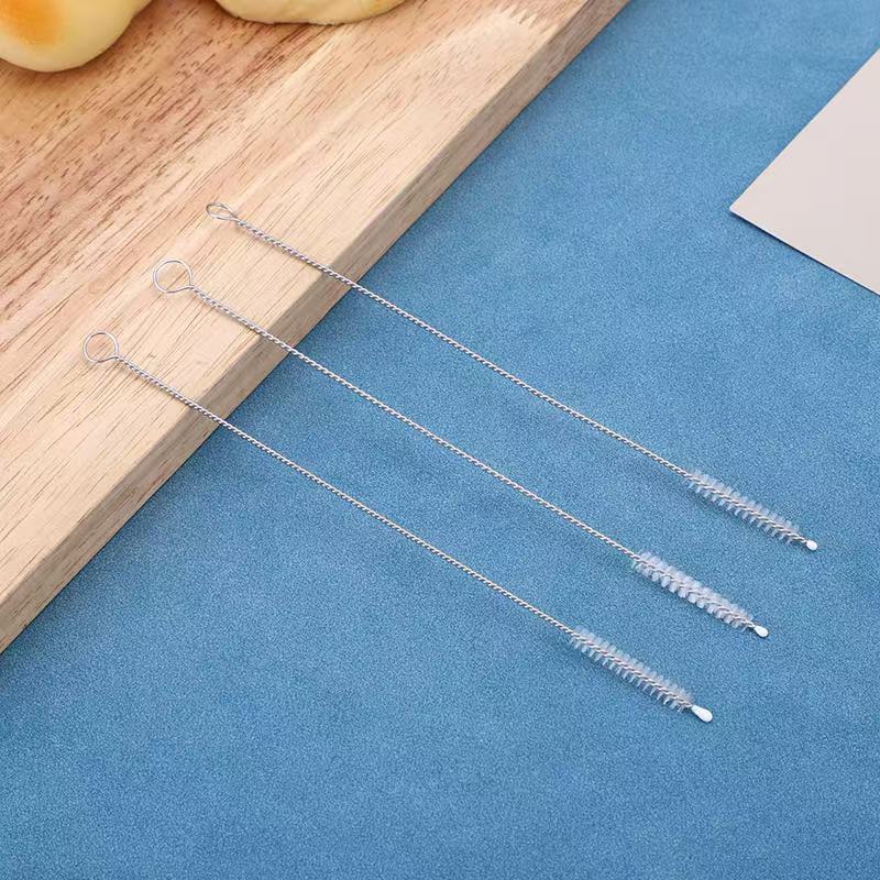 Straw Brush 304 Stainless Steel Nylon Brush Silicone Glass Kidsren's Water Bottle Cup Lid Gap Brush Manufacturer Wholesale