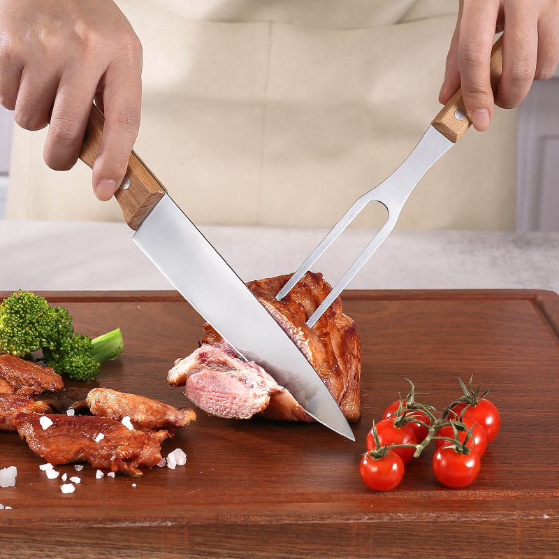 Cross-border western food knife Beech Western food knife and fork camping Cleaver stainless steel knife and fork restaurant steak knife and fork suit