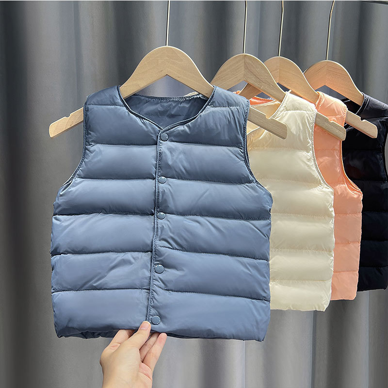 Children's down Vest, Primary School Student Vest, Boys and Girls, Spring & Fall Lightweight Vest, Big Kidsren's Warm Vest, Inner Wear and Outer Wear