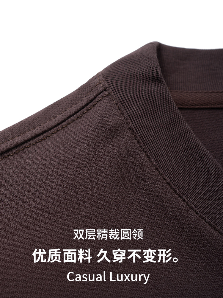 200g Heavyweight Pure Color T-Shirt | Plus Size Men's Summer Versatile Short-Sleeved Round Neck Sweat-Absorbent Breathable Loose Men's Half-Sleeve