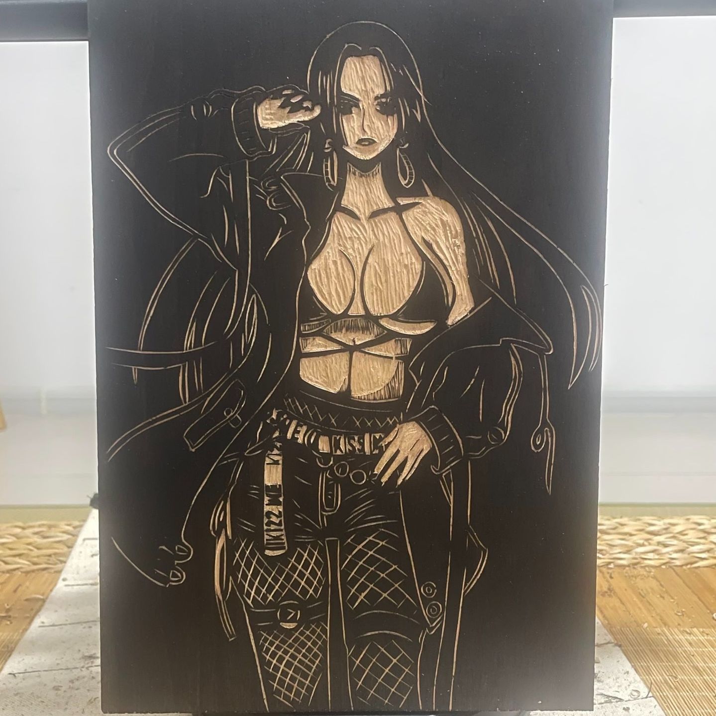 Nailed Black and White Woodcut Homework Animation Two-Dimensional Print Photo Handicraft Finished Product Master Gift