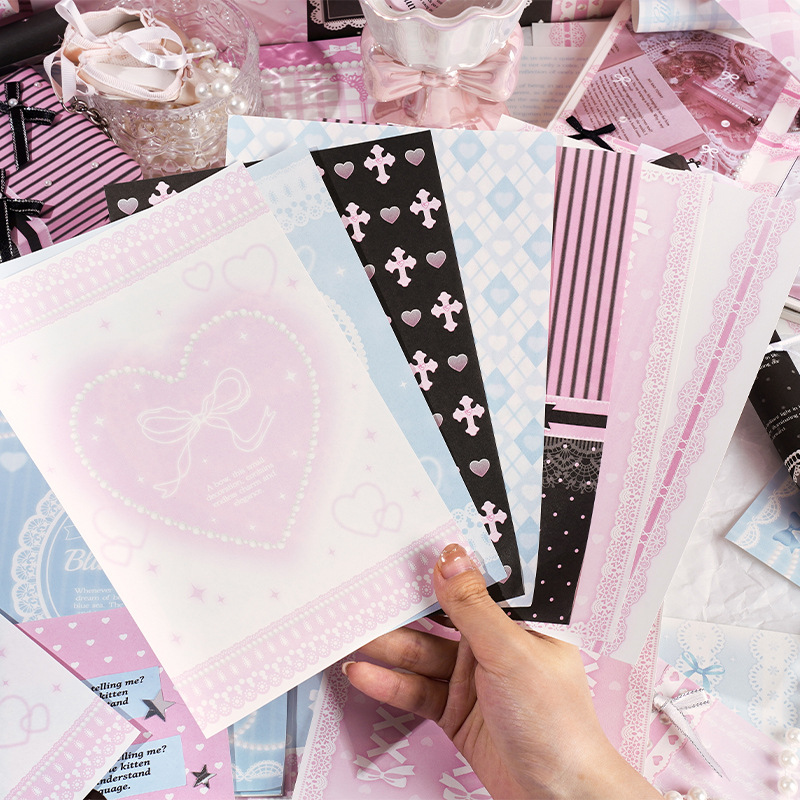 Jilu Yu Jian Chengpin Falling into Dream River Series - Material Paper Korean-Style Sweet Lace Journal Background Paper