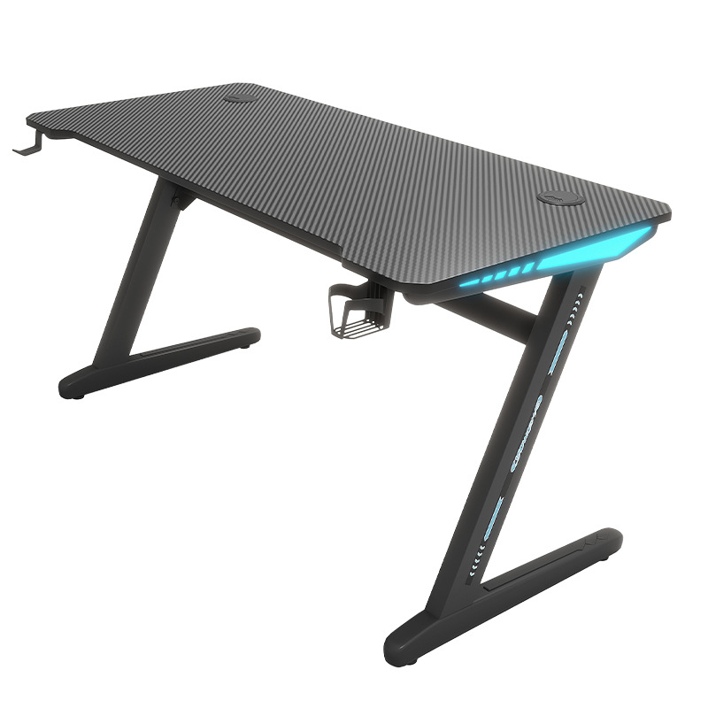 Factory carbon fiber electric competition table cross-border RGB atmosphere light home gaming desk office foreign trade computer