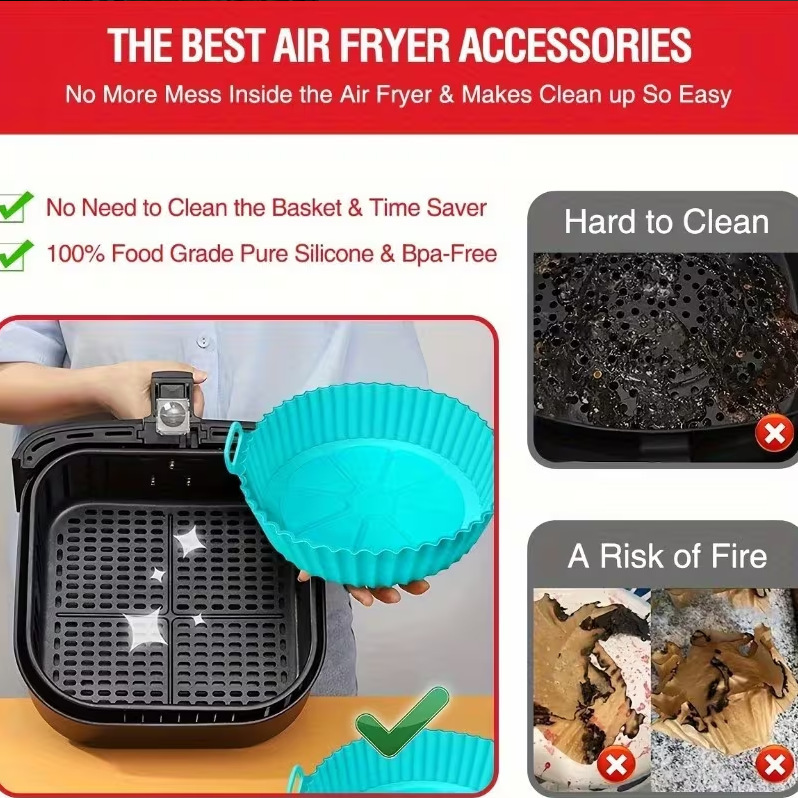 Separate Silicone Baking Pan, Foldable Air Fryer Baking Pan, Air Fryer Bowl, Silicone Mat, High Temperature Resistant Cake Mold