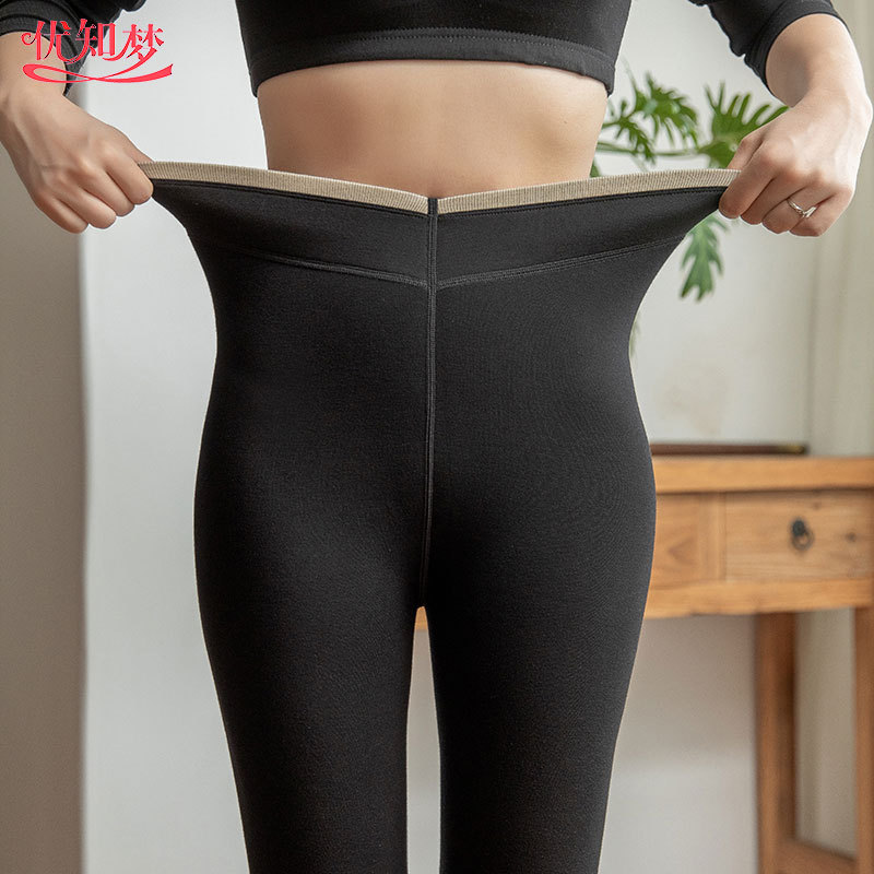 Magic Pants Leggings for Women, Velvet and Thickeneded Black Pants for Inner and Outer Wear, Autumn and Winter Slim Yoga Warm All-In-One Pants, Large Size