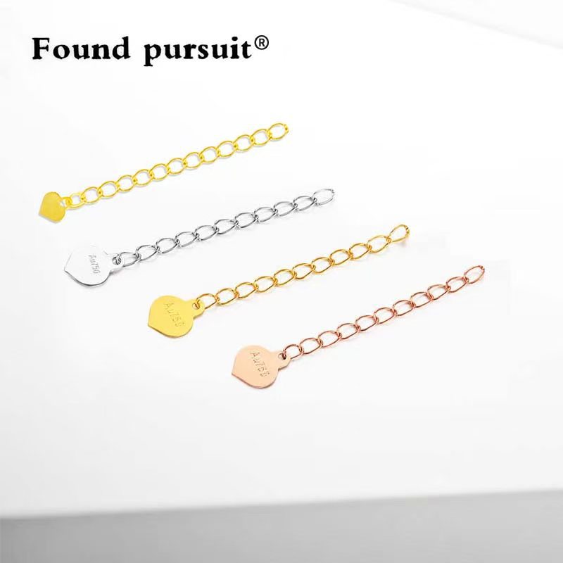 Pure 18K Gold Accessory Adjustment Chain Heart-Shaped Extension Chain Necklace Pearl DIY Bracelet Chain Tail Au750 Spring New Model