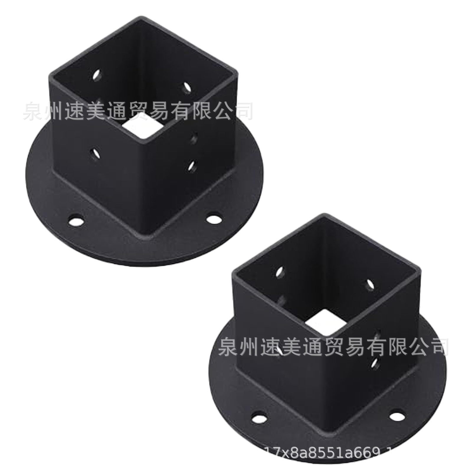Heavy duty solid square railing base black wall mounting bracket kit for deck railing mailbox