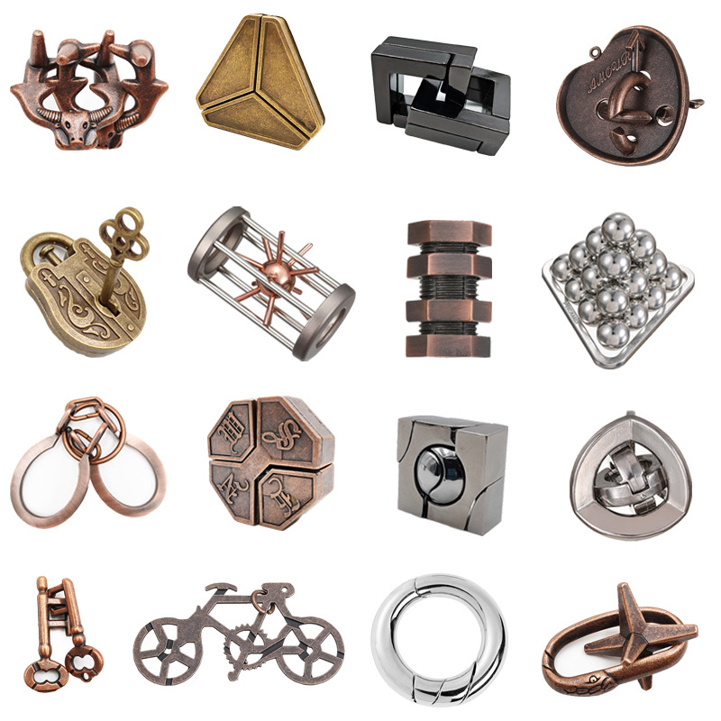 puzzle zinc alloy unlock intelligence release luban lock educational toys children nine chain kongming lock horseshoe lock