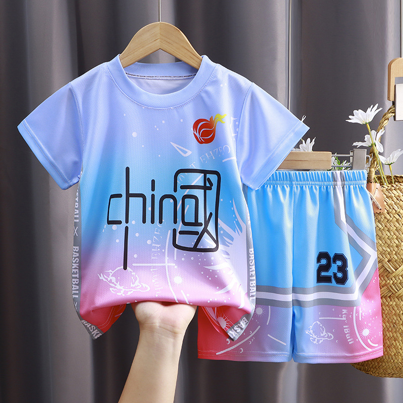 Children's Sports suit Summer Boys' Quick-drying Clothes for Students Short-sleeved Shorts Girls' Basketball Clothes Two-piece Set