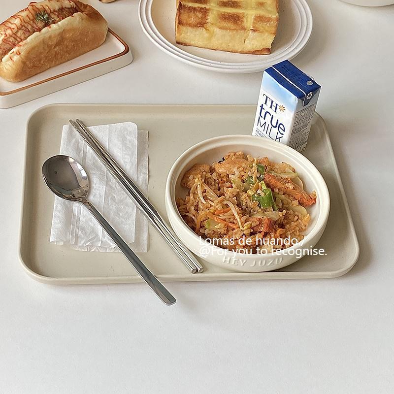 ins style Korean style large barbecue spoon 304 thick stainless steel Western food spoon long handle spoon bibimbap spoon Internet celebrity