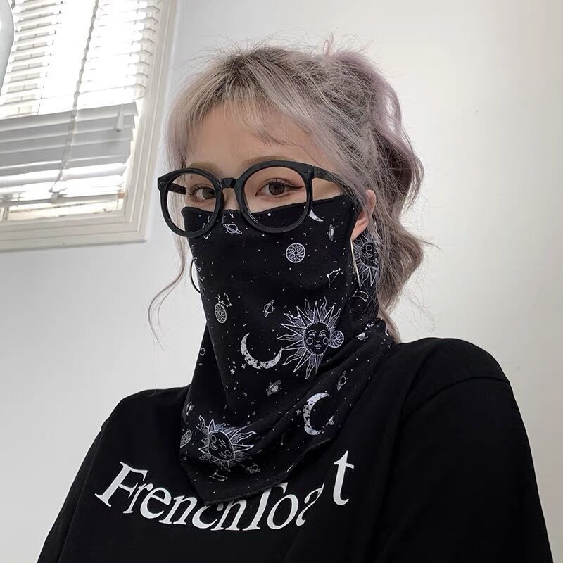 Ear-hanging sun protection mask men's full face sun protection outdoor neck protection riding face towel motorcycle female neck sun protection face cover veil