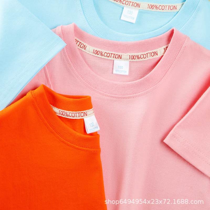 Wholesale children's T-shirt summer cotton short sleeve round neck pure white primary school students kindergarten graduation class clothes advertising