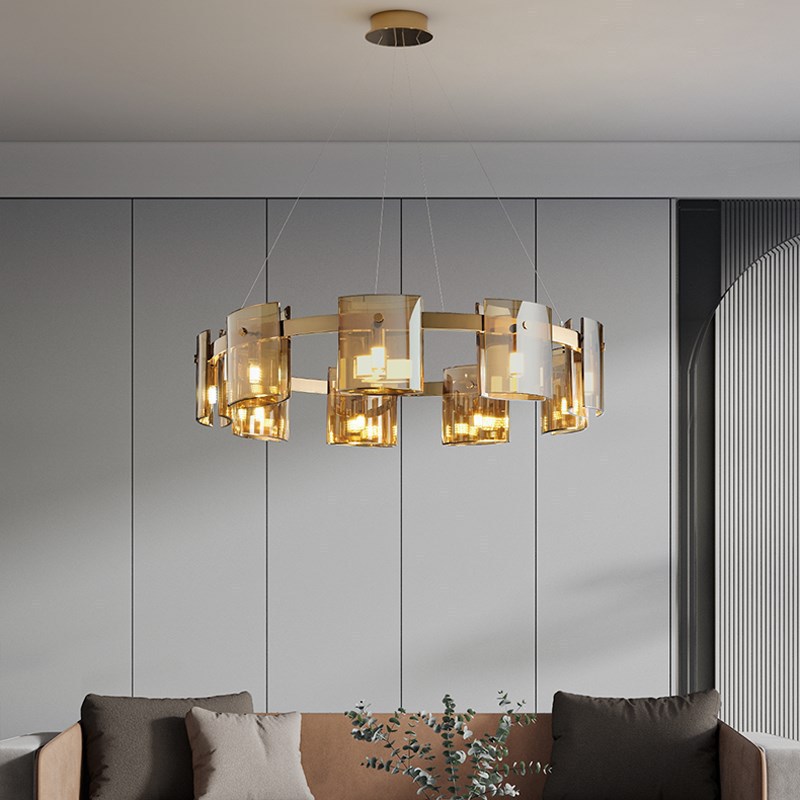 Zhongshan Factory Exhibition Hall Modern Light Luxury Simple Glass Chandelier Dining Room Living Room Bedroom Designer Home Nordic Art