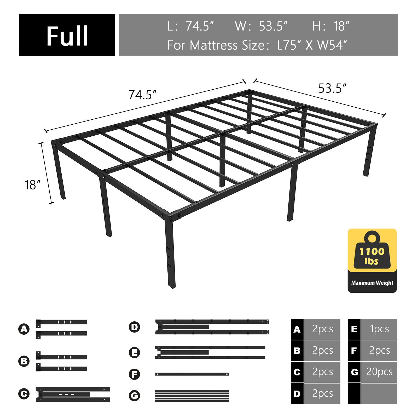 Cross-Border Exclusive Folding Bed Frame Iron Simple Single Bed Homestay Large Bed Home Metal Bed Assembled Iron Bed Black