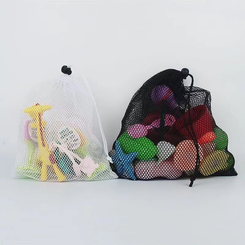 Packaging Bag Polyester Drawstring Mesh Bag Ready-Made Drawstring Mesh Packaging Bag White Mesh Bag Mesh Storage Bag Wholesale