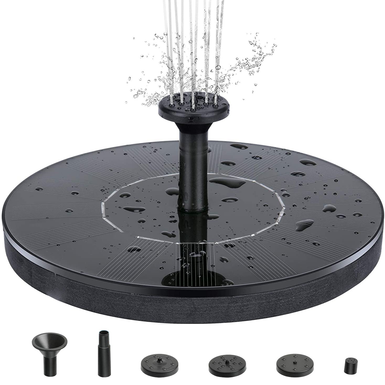 Outdoor Solar Fountain with Spray Lights, Bird Bath, Garden Landscape, Swimming Pool, Floating Water Feature