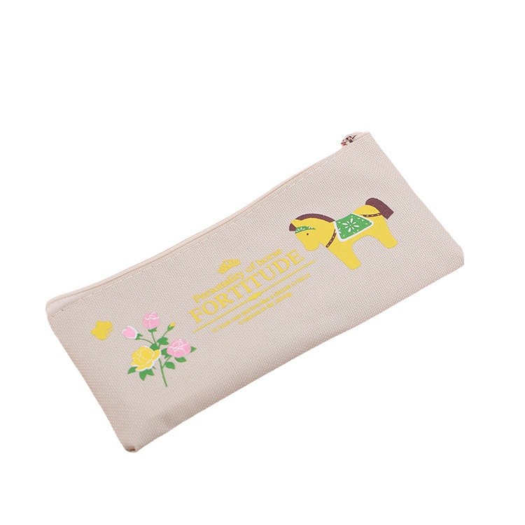 Creative cartoon canvas pencil case cute Oxford cloth coin purse stationery bag student stationery pencil bag factory wholesale