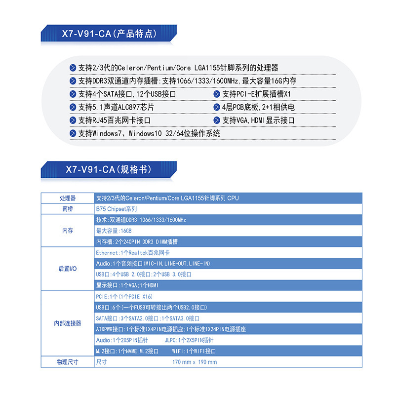 Brand New B75 Desktop Computer Motherboard with M.2 Interface Lga-1155-Pin Ddr3 Memory Supports 2/3 Generation Cpu