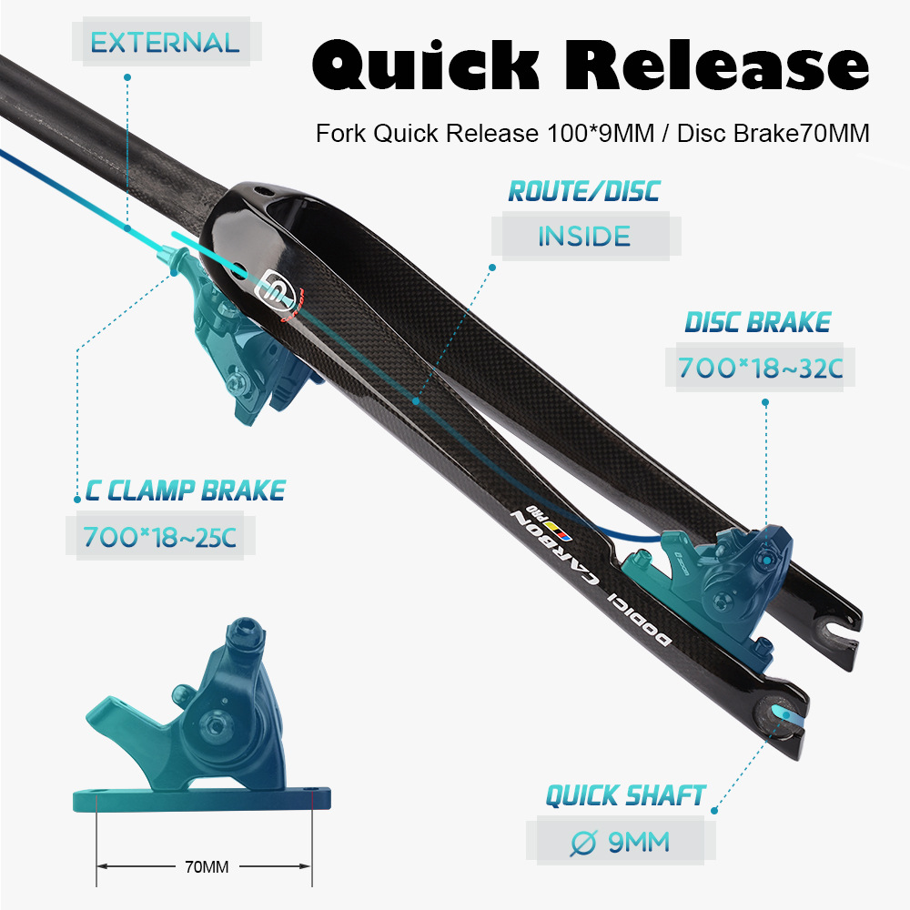 New DODICI carbon fiber front fork road city bicycle hard fork 700C * 18C/35C disc brake/ring brake